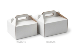 Dėžutė tortui su rankena, kartoninė, 26x26x15 cm, baltos sp.