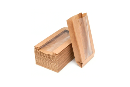 Popieriniai maišeliai su langeliu, 100x240mm, rudos sp.